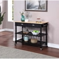thumbnail image 1 of French Country Three-Tier Butcher Block Kitchen Cart with Drawers in Black Wood, 1 of 10