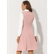 thumbnail image 4 of Disfraz de Halloween Vestido camisero de manga larga con cinturón y cuello vuelto en contraste vintage para mujer Rosa claro XL, 4 of 5