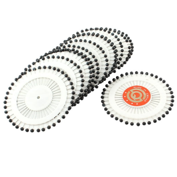 36mm Longueur Aiguille Noire Imitation Perle Épingles à Tête Rouleau 480Pcs