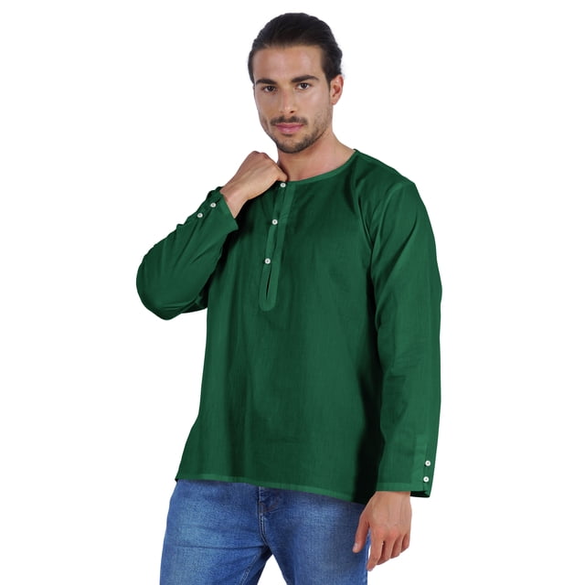 Atasi Indian KurtaForMen Full Sleeve Shirts Solid Round Neck Ethnic Tee Shirt