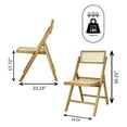 thumbnail image 4 of Theo Mid-Century Vintage Wood Rattan Folding Chair with Adjustable Back, Light Brown (Set of 2), 4 of 10