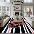 thumbnail image 3 of 6'x9' Area Rugs, Black Pink Stripes Indoor Outdoor Area Rug for Living Room Bedroom, Cartoon Funny Cute Bow Girl Striped Washable Bathroom Rugs Kitchen Floor Carpet Mats Home Decor Aesthetic, 3 of 8