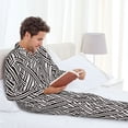 thumbnail image 6 of Honeii Black White Stripes Pattern Mens Pajamas Set,2pcs Men's Lounge Long Sleeve Sleep Shirt and Pajama Bottoms Sleepwear Set,Mens Pjs Sets-Large, 6 of 7