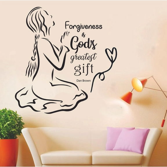 Forgiveness is God's Greatest Gift Religious Religion Quotes Christ Saying Inspiration Wall Decal Wall Art Designs Stickers For Girls / Boys Home Room Decor Vinyl Wall Sticker Decoration (30x30 inch