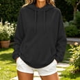 thumbnail image 3 of Plain Hoodies for Women Long Sleeve Drawstring Loose Casual Hooded Sweatshirt with Pockets Pullover Tops Fall Winter Clothes, 3 of 5