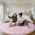 thumbnail image 3 of SARAG 6x6ft Round Shaggy Area Rugs for Bedroom Living Room, Fluffy Rug Plush Decorative Rug for Indoor Home Floor Carpet,Pink, 3 of 8