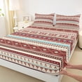 thumbnail image 3 of Manfei Boho bohemian Queen Sheet Sets,Retro Aztec Geometric Flat Sheet,Brown Beige Queen Fitted Sheet For Men Women,Luxury Bedroom Decor,4-Piece, 3 of 7