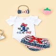 thumbnail image 3 of Newborn Baby Girl My 1st 4th of July Outfits Short Set Embroidery USA Flag Romper Ruffle Shorts Set Summer Clothes, 3 of 6