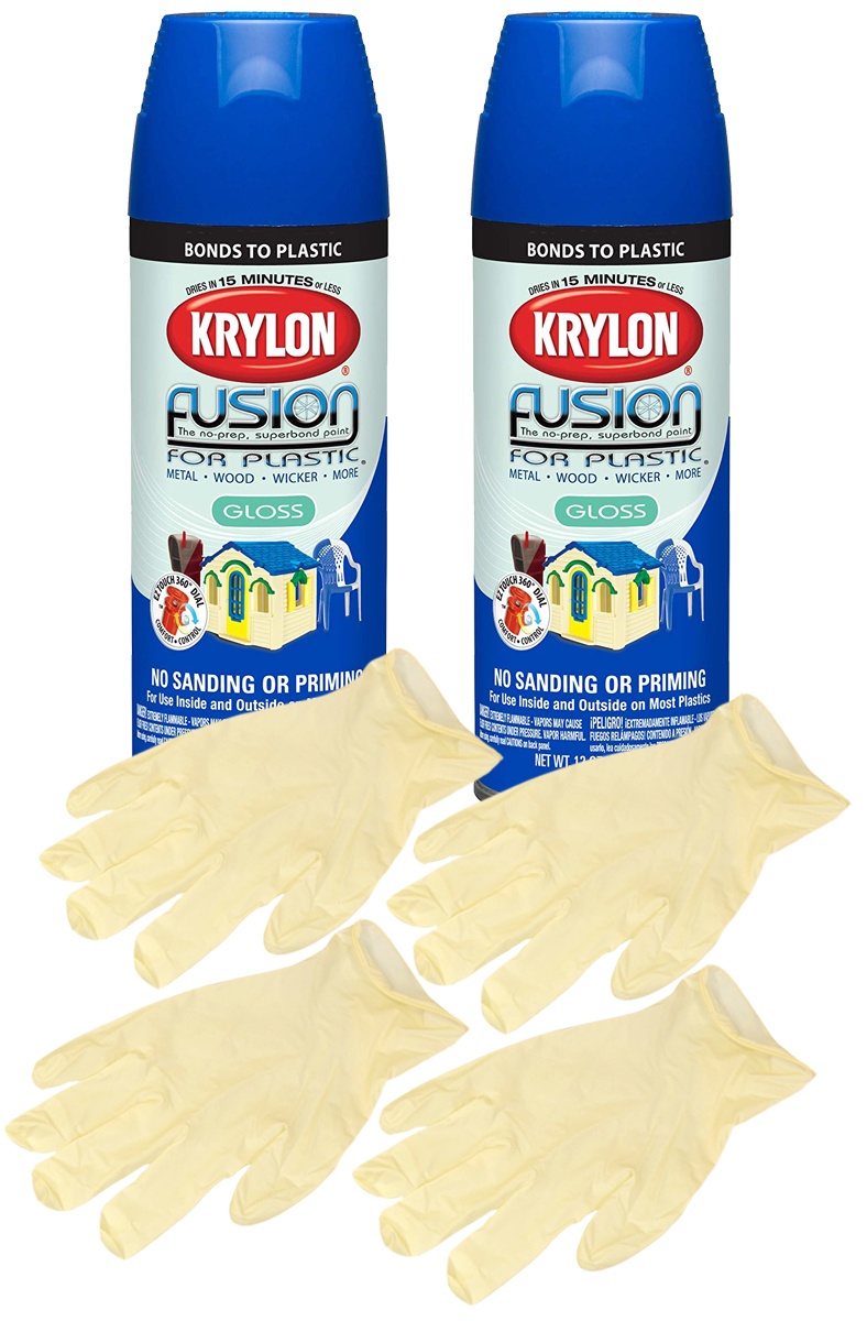 Krylon Fusion Patriot Blue Spray Paint for Plastic (12 oz) Bundle with