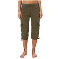 thumbnail image 2 of Stamzod Womens Capris with Pockets Fashion Solid Color Summer Stretch Waist Cargo Capris for Women Casual Slim Fit Plus Size Pants for Women on Clearance Army Green L, 2 of 6
