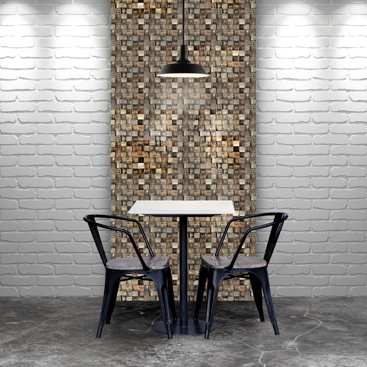 Ekena Millwork 11 7/8"W x 11 7/8"H x 1/2"P Reclaimed Boat Wood Mosaic Wall Tile, Natural Finish (11-Pack)