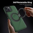 thumbnail image 4 of for iPhone 15 Case, Slim Fit Premium PU Leather [Compatible with MagSafe] [360° Rotatable Ring Kickstand] Shockproof Protective Cover for iPhone 15 Phone Case Magnetic, Darkgreen, 4 of 7