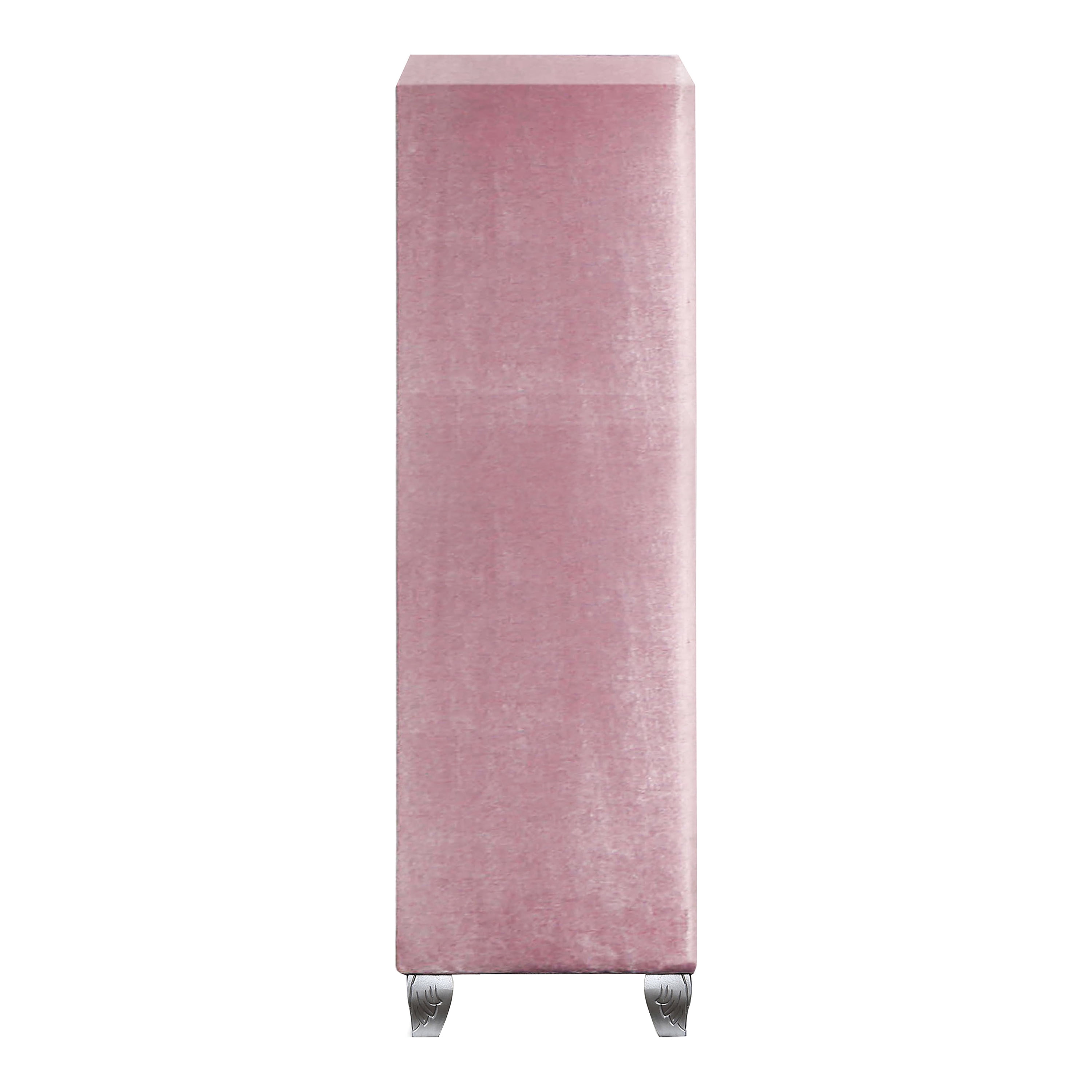 Furniture of America Breand Adult Glam 5-Drawer Vertical Dresser, Pink