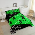 thumbnail image 4 of Erosebridal Teens Basketball Comforter Sets Queen Size, Green Comforters & Duvets, Modern Ball Sports Decor, Breathable 3pcs, 4 of 8