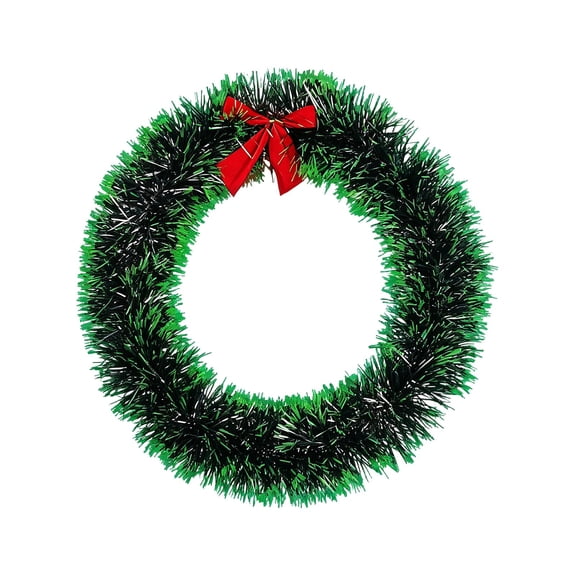 Frosted Tinsel Christmas Wreath with Snowy Tips for Window Door Decor