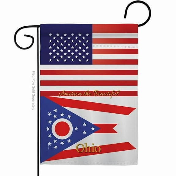G142587-BO 13 x 18.5 in. USA Ohio American State Vertical Garden Flag with Double-Sided House Decoration Banner Yard Gift