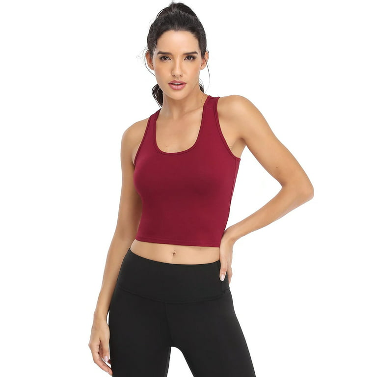 Joviren Cotton Workout Crop Top for Women Racerback Yoga Tank Tops