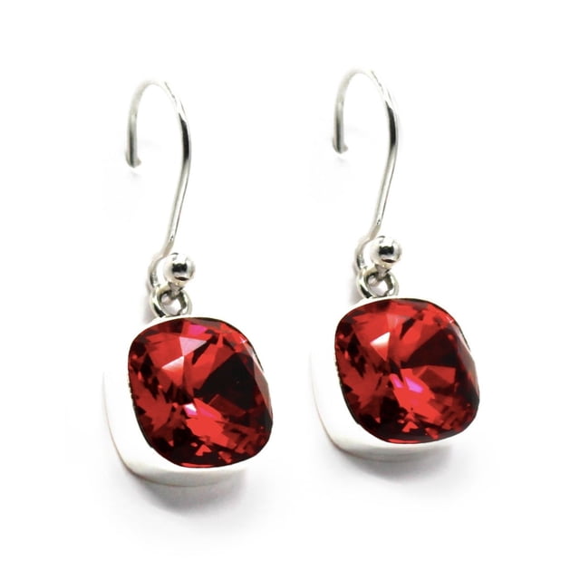 Aretes Zvezda Cushion color Scarlet plata .925 gancho Zvezda ZAR-CSH12-SCA-G