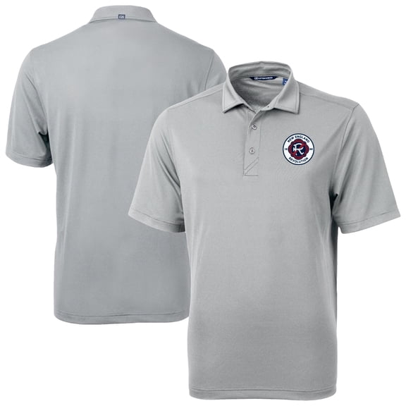 Men's-Cutter & Buck  Gray New England Revolution Big & Tall Virtue Eco Pique Recycled Polo