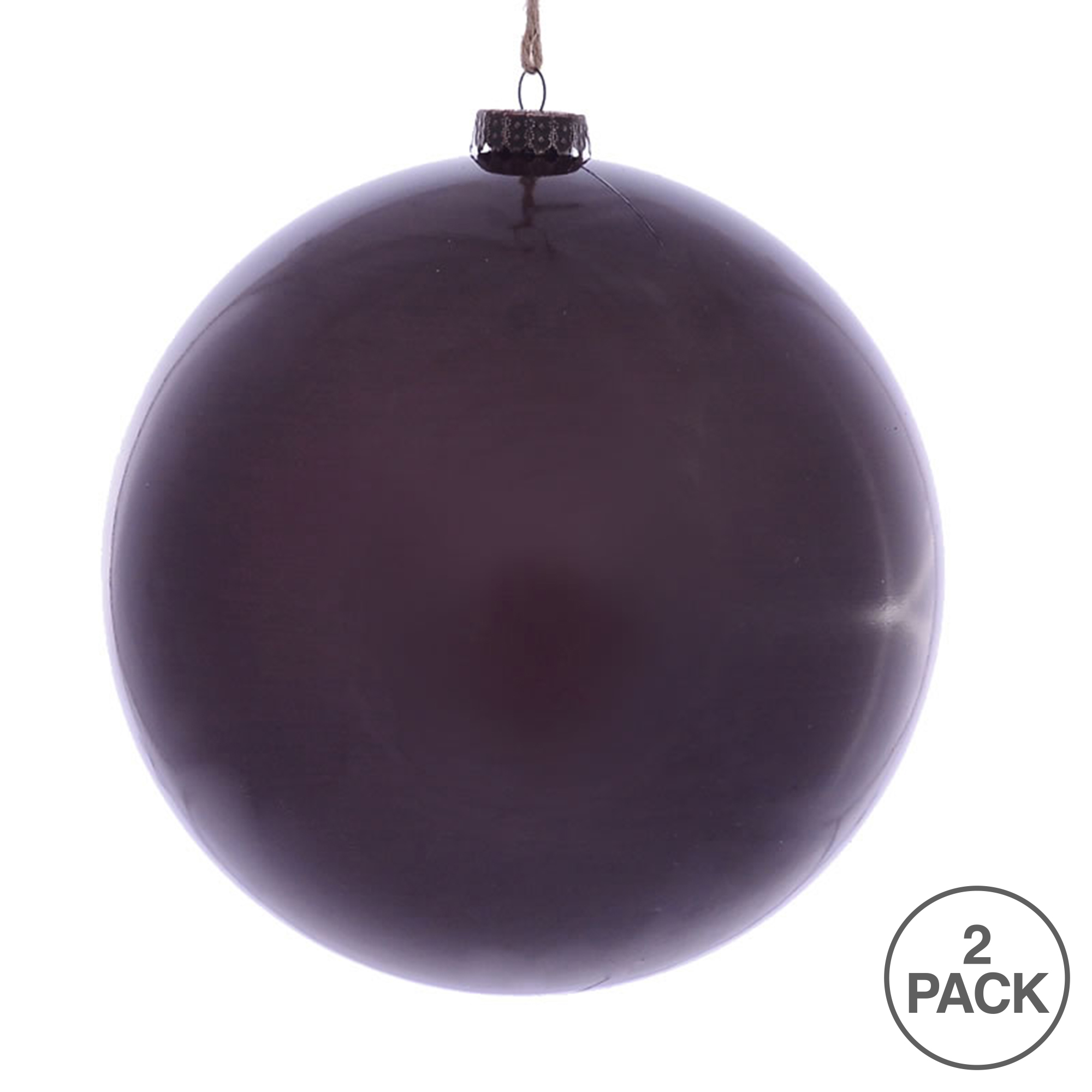 Vickerman 8" Burgundy Wood Grain Ball Ornament, 2 per Bag