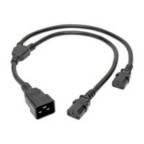 Tripp Lite C20 to C13 Splitter, Heavy Duty, IEC 320 C20 to 2x IEC 320 C13 - 15A, 100-250V, 14 AWG, 2 ft., Black