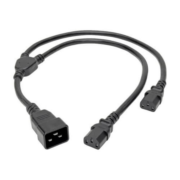 Tripp Lite C20 to C13 Splitter, Heavy Duty, IEC 320 C20 to 2x IEC 320 C13 - 15A, 100-250V, 14 AWG, 2 ft., Black
