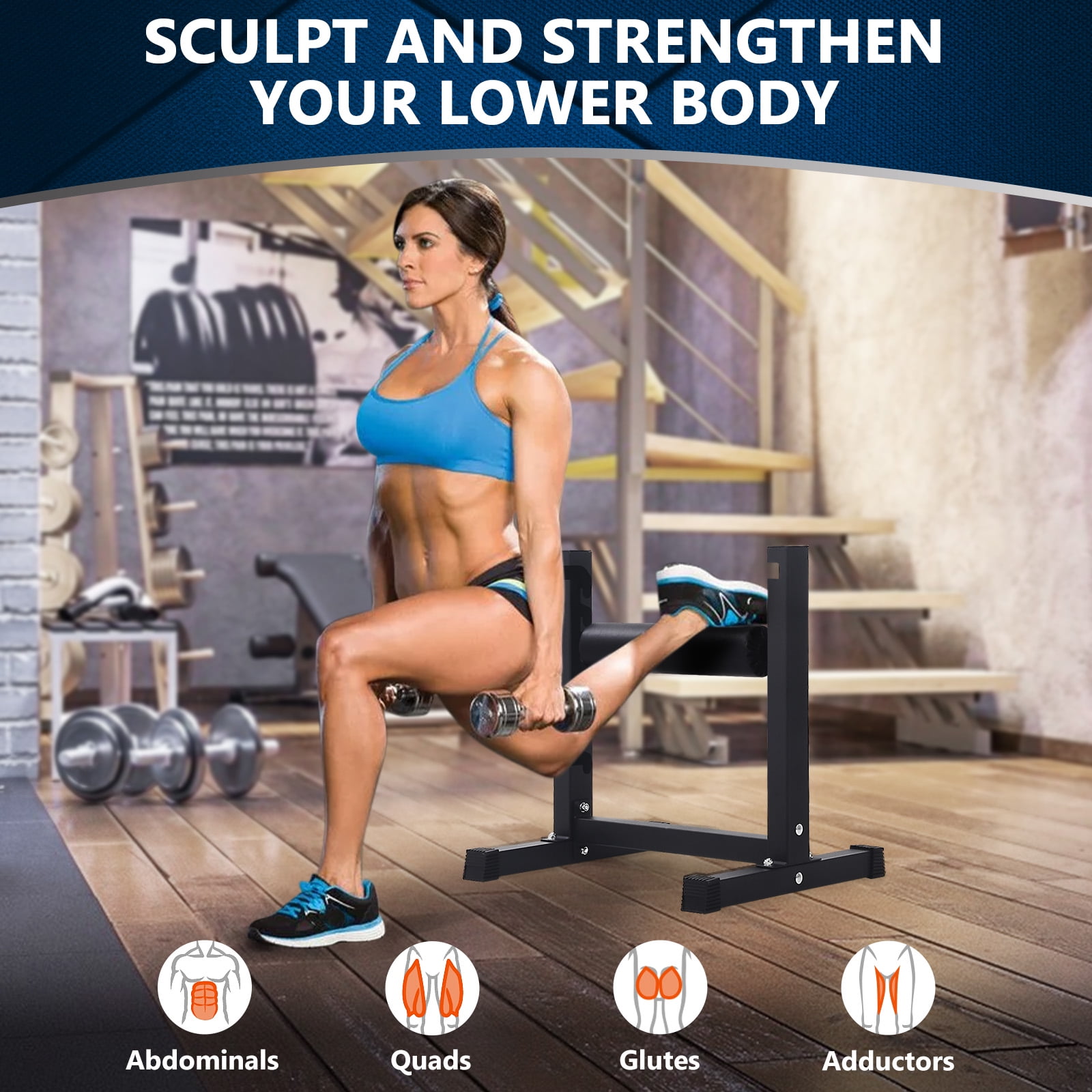 COZONY Bulgarian Split Squat Stand, Heavy Duty Steel Single Leg Squat Machine with 6 Height Adjustments, 350 lb Capacity for Home Gym,Black