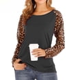 thumbnail image 2 of Moda para mujer Casual Sólido Manga larga Cuello redondo Leopardo Patchwork Blusa Tops Fridja fjkfkj2760, 2 of 5