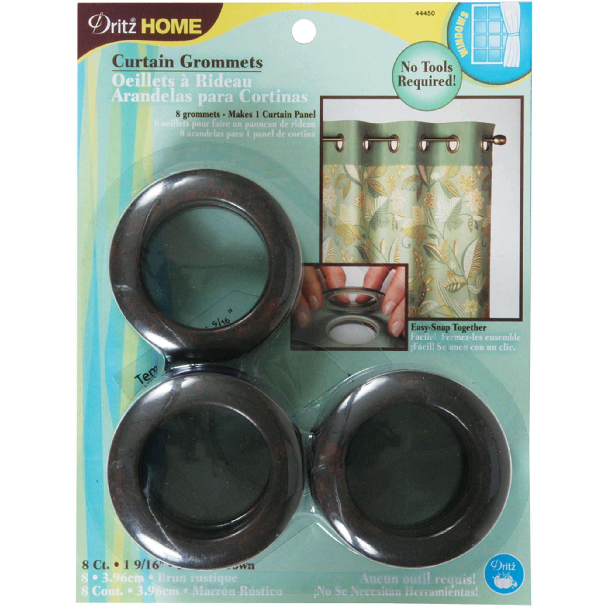 Curtain Grommets 1 9 16 Inner Diameter Plastic 8 Pkg Rustic Brown