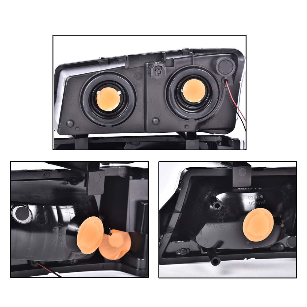 CROSSDESIGN Clear LED DRL Headlights Projector Headlamps Fit for 2003-2007 Chevy Silverado/Avalanche