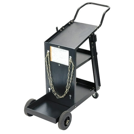 

FIREPOWER 1444-0407 Metal Inert Gas Welding Cart for FP Series Welders and Plasma Cutters Top Tray 12 x 18 Black Single Bottle Includes (2) Chains (4) Wheels