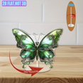 thumbnail image 4 of Rotating acrylic ornament featuring a vibrant green butterfly with intricate silver filigree and a dreamy pastel background, capturing magical realism and elegance, 4 of 6
