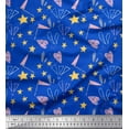 thumbnail image 1 of Soimoi Blue polyester Crepe Fabric Flag & Heart Star Print Fabric by Yard 42 Inch Wide, 1 of 3