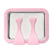 Rolled Ice Cream Maker Instant Ice Cream Roller Maker Tray with 2 Spatulas DIY Homemade Ice Cream tray for Yogurt Sorbet Fun Family Activities DIY Parent-Child Time Pink(8.86Inch)
