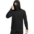 thumbnail image 2 of Men's UPF 50+ Sun Protection Long Sleeve Hooded Shirt with Mask for Spring Fall Hiking Fishing Outdoor,Black,L, 2 of 8