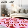 thumbnail image 2 of ODIKA 6'x9' Machine Washable Non-Slip Area Rug, Festive Cane Swirl Latch Hook High Traffic Rug with Pad, Pink, 647061, 2 of 8