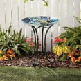 thumbnail image 1 of Hometrends Tropical Leaf Glass Birdbath with Stand, 1 of 8