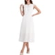 thumbnail image 2 of INSPIRAR CHIC Vestido Midi A-Line Sin Mangas con Cuello Lazo Plisado S Blanco 2025, 2 of 5