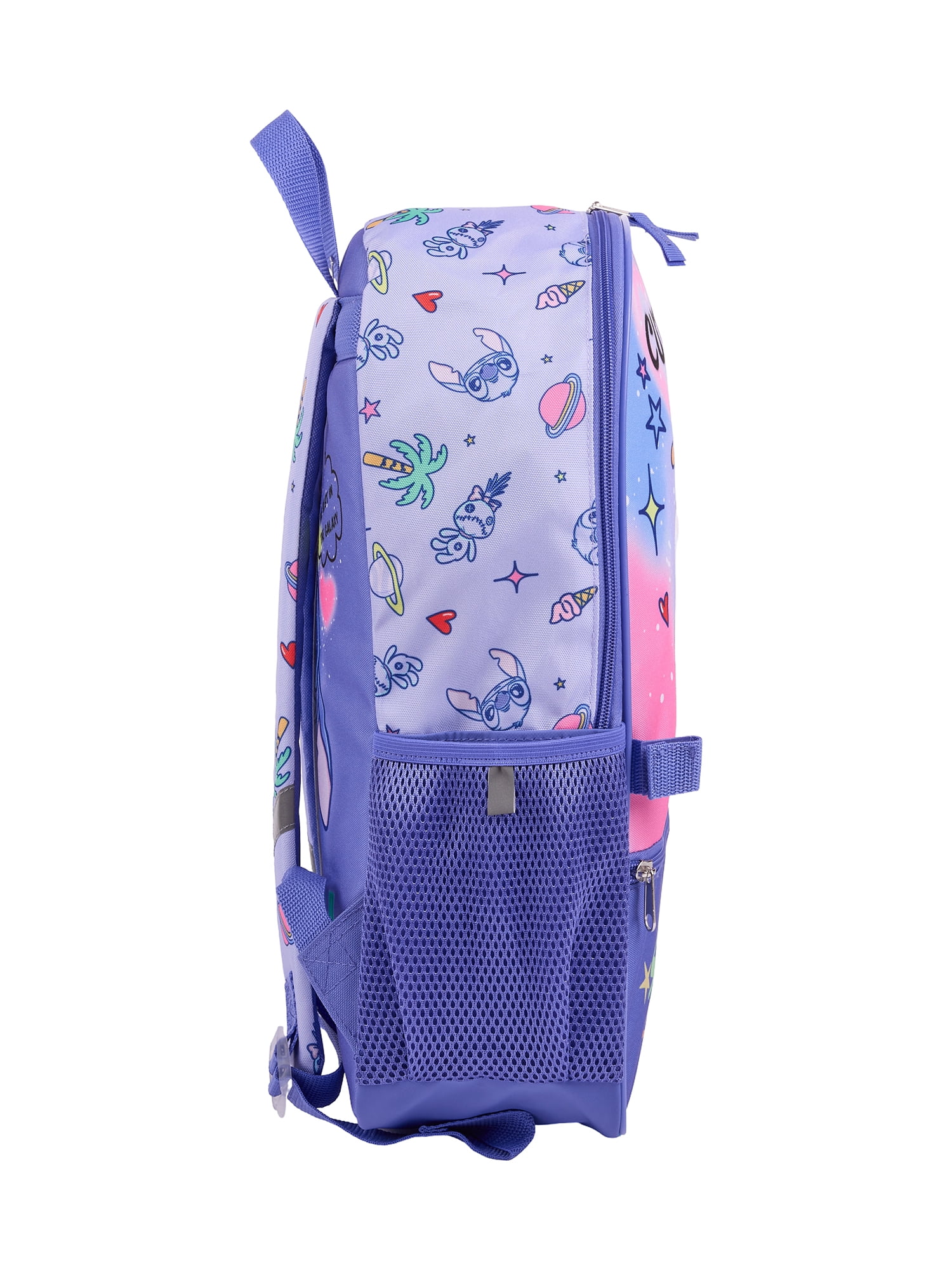 Disney Lilo & Stitch Girls 17" 2-Piece Backpack & Lunch Set with Scrump Keychain, Blue