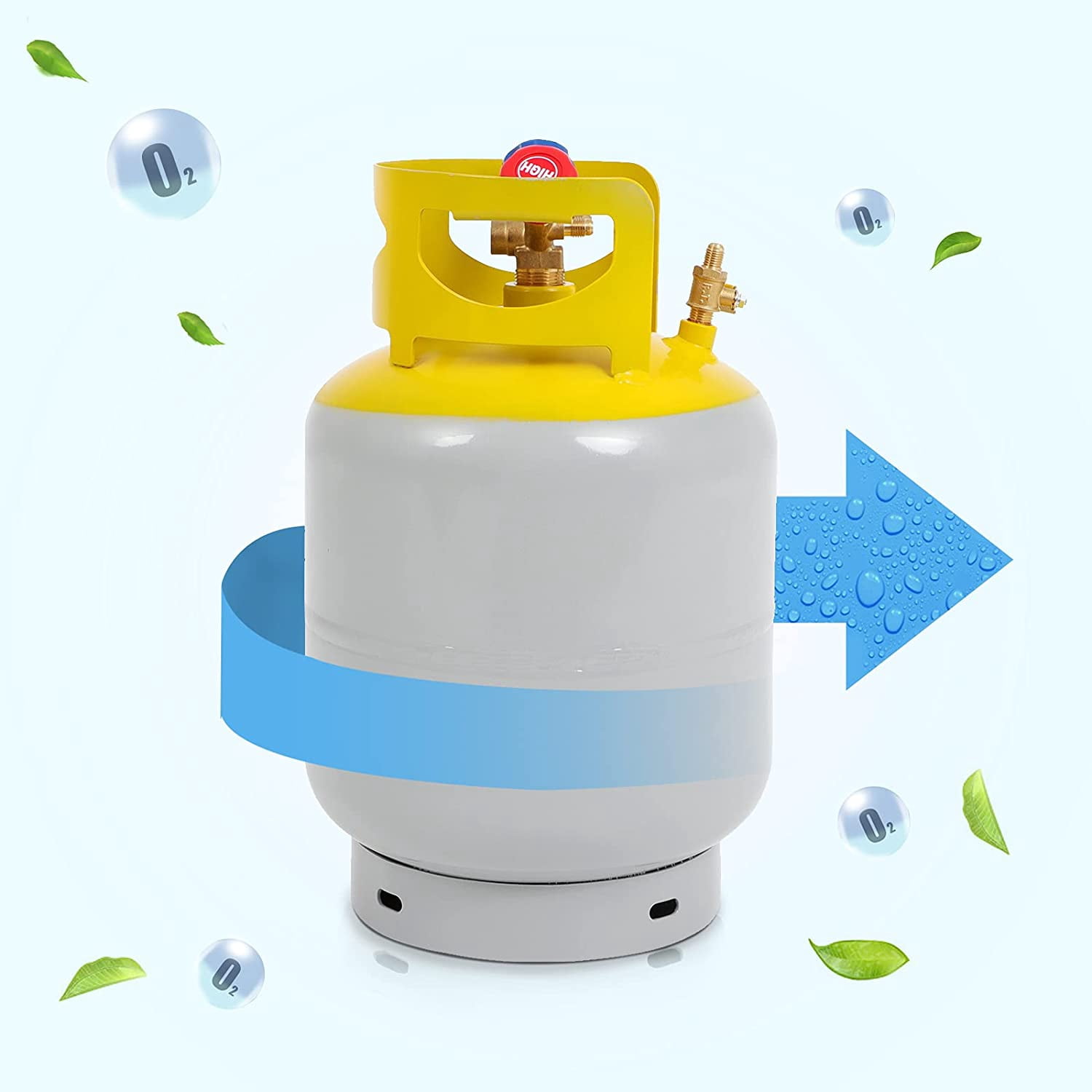 50 LB Capacity Refrigerant Recovery Tank with 1/4 SAE Y Valve Double Valve Collar Design 14 Inch Tank Reusable Save Valve