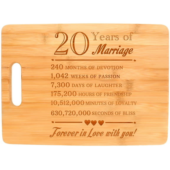 ThisWear 20th Wedding Anniversary for Her Forever in Love with You 20th Anniversary Big Rectangle Bamboo Cutting Board