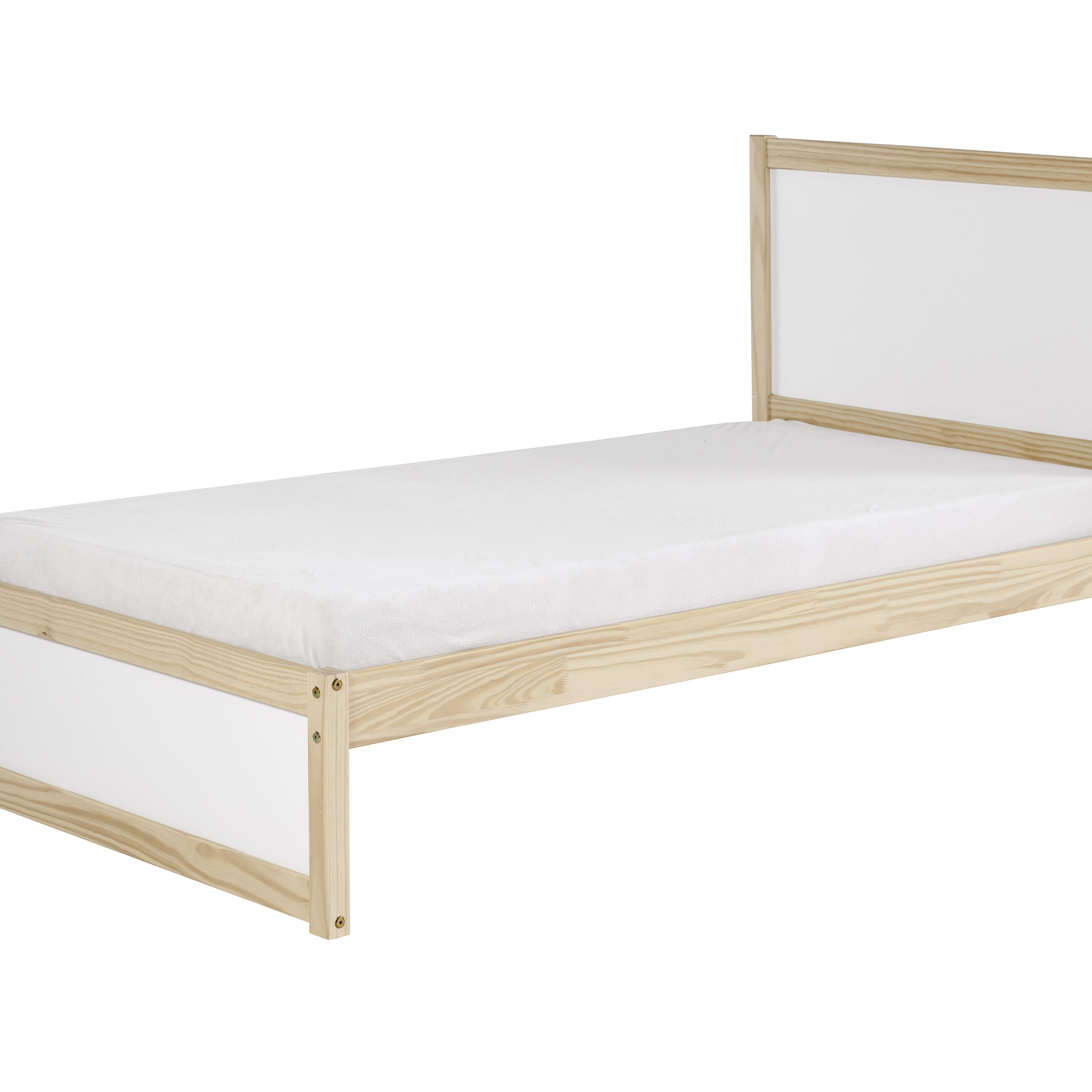 Alaterre MOD Pine Slat Bed, Twin, White/Brown