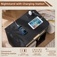 thumbnail image 4 of Leyaoyao Nightstand with Charging Station, Farmhouse Bedside Tables Night Stands with Drawer, Boho Side Tables for Bedroom, Living Room, Black, 4 of 10
