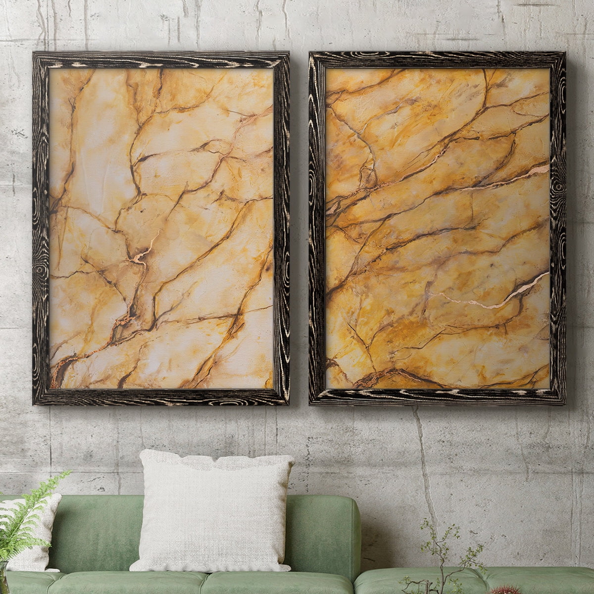 Yellow Marble I - Premium Framed Canvas 2 Piece Set - Ready to Hang