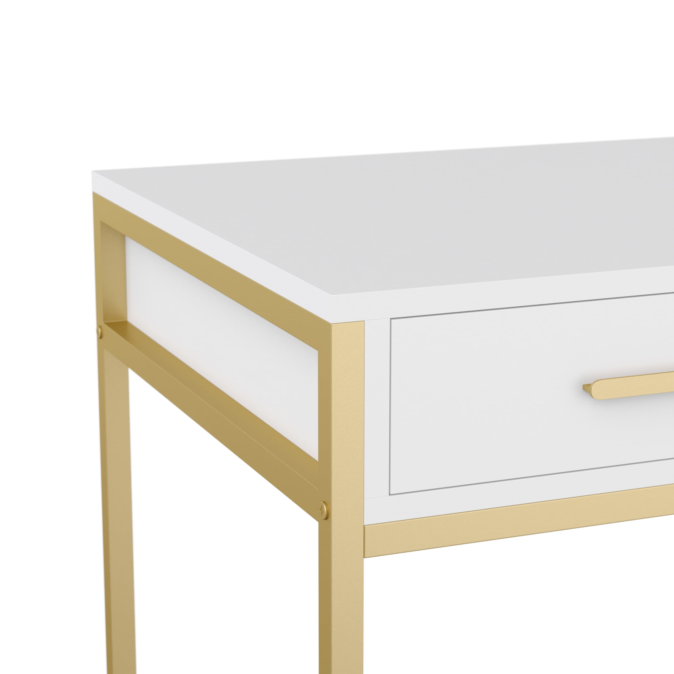 Martha Stewart Ollie 47 1 4 W Home Office Computer Desk with 3 Drawers White Polished Brass