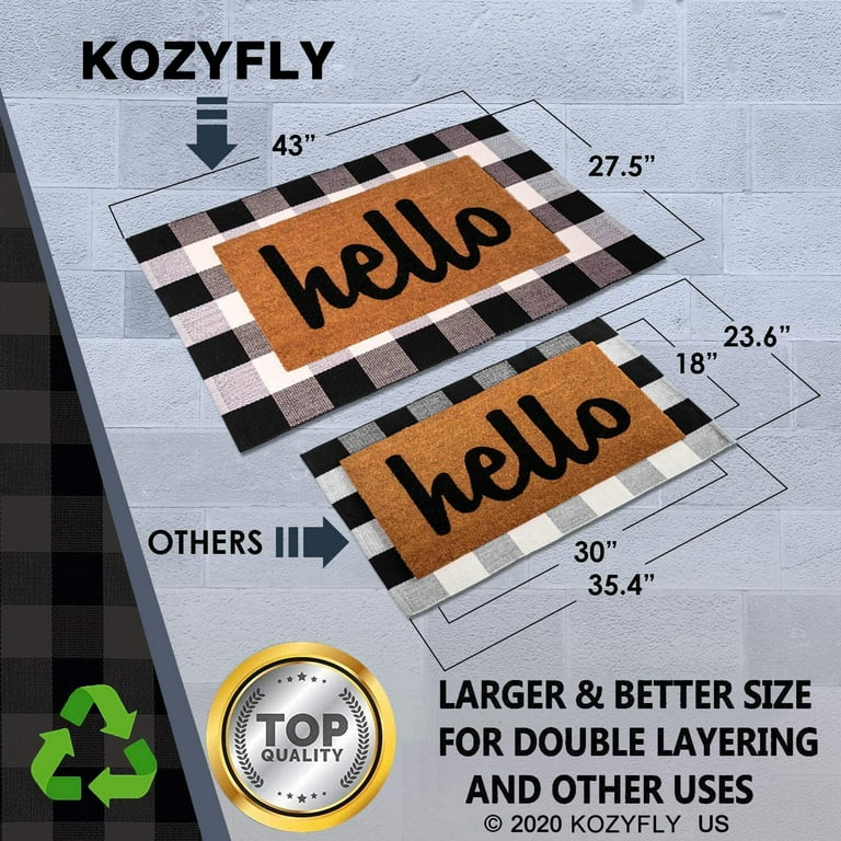 KOZYFLY Black and White Striped Rug 3x5 Indoor Outdoor Rugs Hand Woven Cotton Washable Striped Layered Doormats for Front