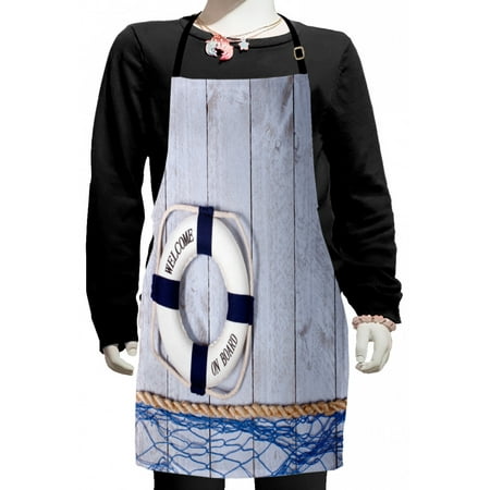 

Buoy Kids Apron Welcome on Board Greeting Message Holiday Seaman Sailing Maritime Theme Boys Girls Apron Bib with Adjustable Ties for Cooking Baking Painting Taupe Cream Navy Blue by Ambesonne