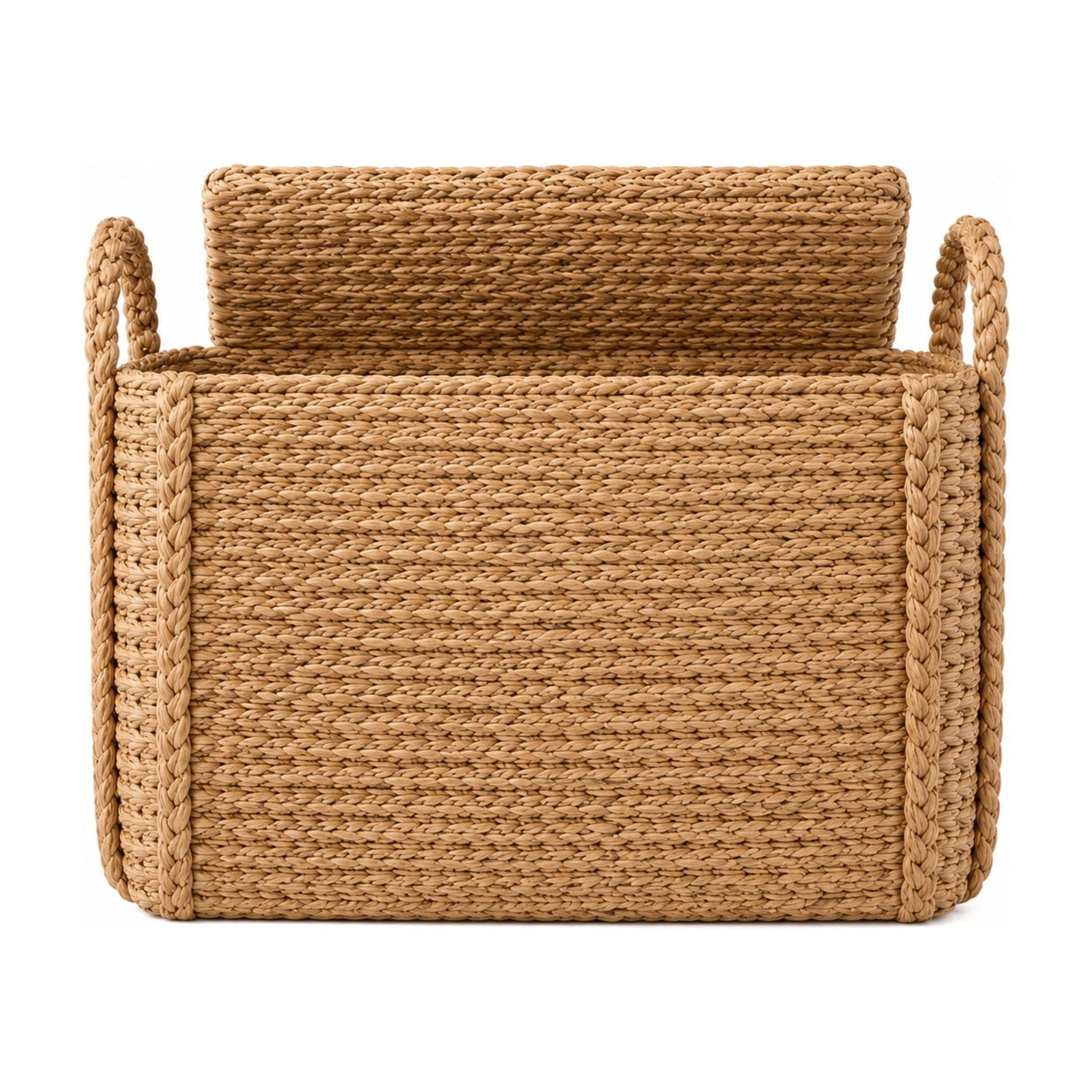 DecMode 13" x 19" Brown Seagrass Handmade Woven Storage Basket with Braided Handles, 1-Piece