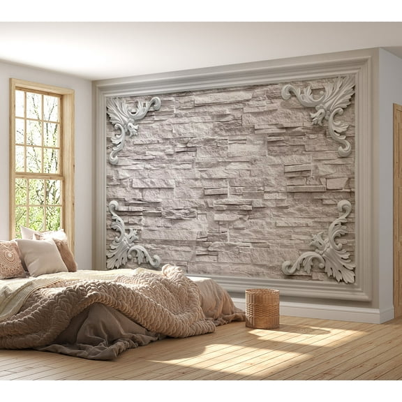 Tiptophomedecor Background & Patterns Wallpaper Wall Mural - Brick In A Frame Beige
