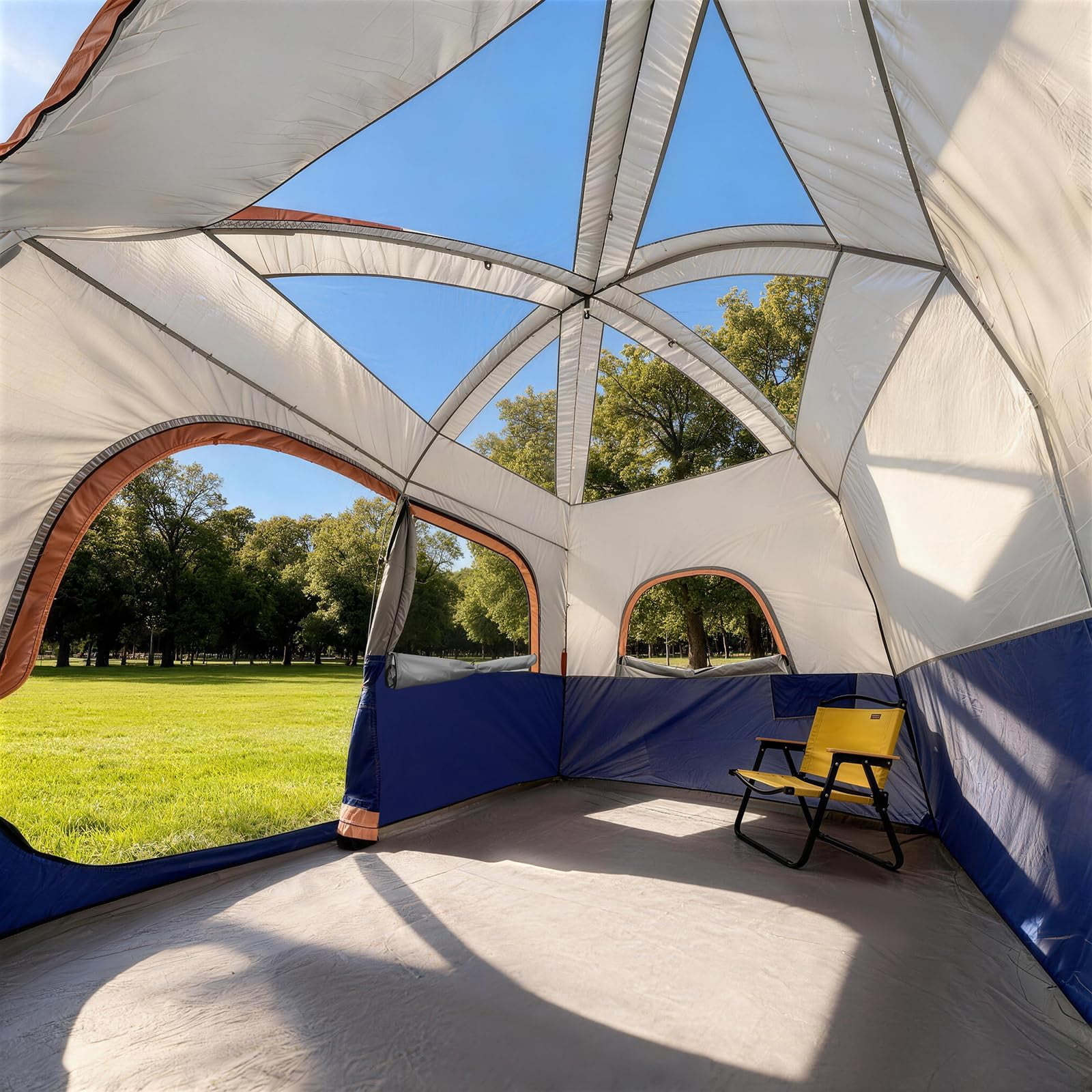Upgraded 6/8 Person Camping Tents  Waterproof Windproof Family Tent With Larger Mesh Windows & Door Double Layer Easy Set Up All-season Dome Top Rainfly Carry Bag